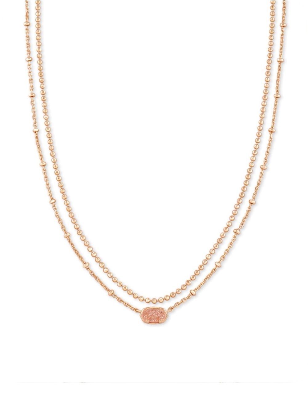 Kendra Scott Emilie Rose Gold Multi Strand Necklace In Sand Drusy